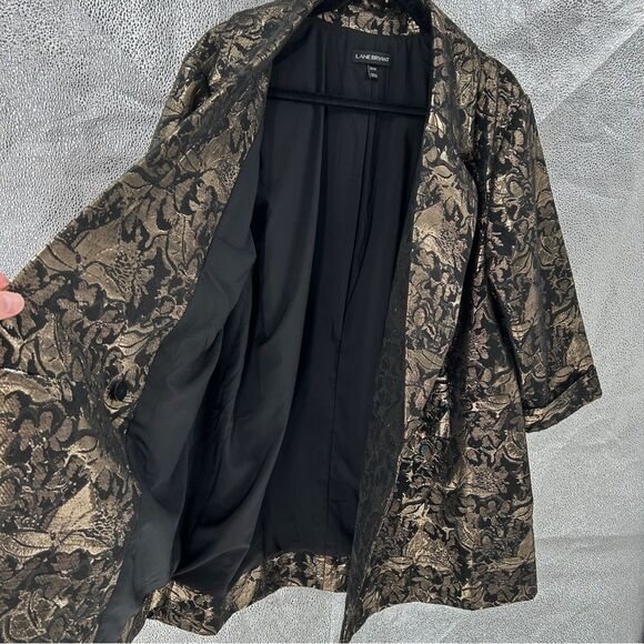 Lane Bryant Gold Black Double Breasted Blazer Jacket Size 14/16 (1X) - Picture 9 of 13